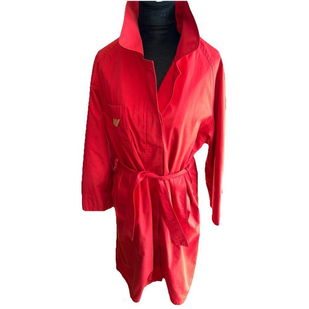 Vintage Dick Holthaus Rare Red Trench Coat Collectible Women’s Sm Gold Tone Wool - Picture 2 of 16